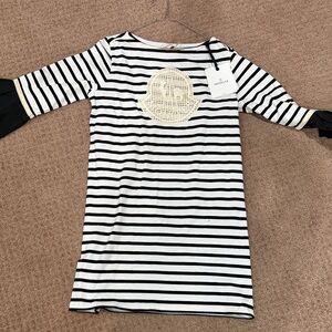 Moncler Black and White Striped Dress